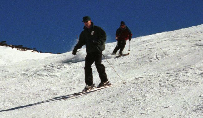 Anthony and Tim Skiing down Sun Bowl