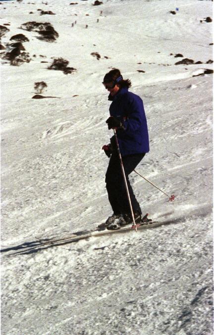 Chrissy Skiing down Sun Bowl
